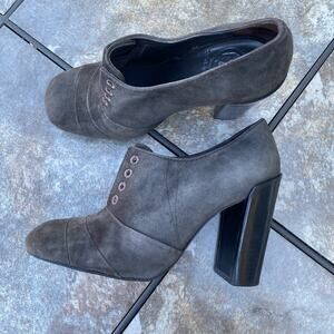 TORY BURCH Stella Smoke Suede Oxford Pumps Chunky Block Heel Booties 9